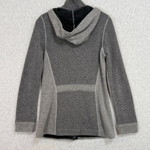 prAna Kari Sweater Jacket Wool Blend Womens S Striped Hooded Cozycore Everyday - Picture 4 of 16